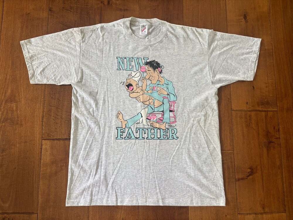 Vintage 90s Stanley Desantis New Father Cartoon Graphic T-Shirt